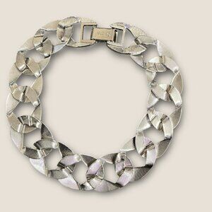 Vintage Monet Silver-Tone Chunky Chain Bracelet 7.5" Retro 80s Maximalist Bold D